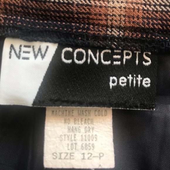 Navy & Brown New Concepts Plaid School-Girl style skirt. Fully lined size 12P - Picture 8 of 8